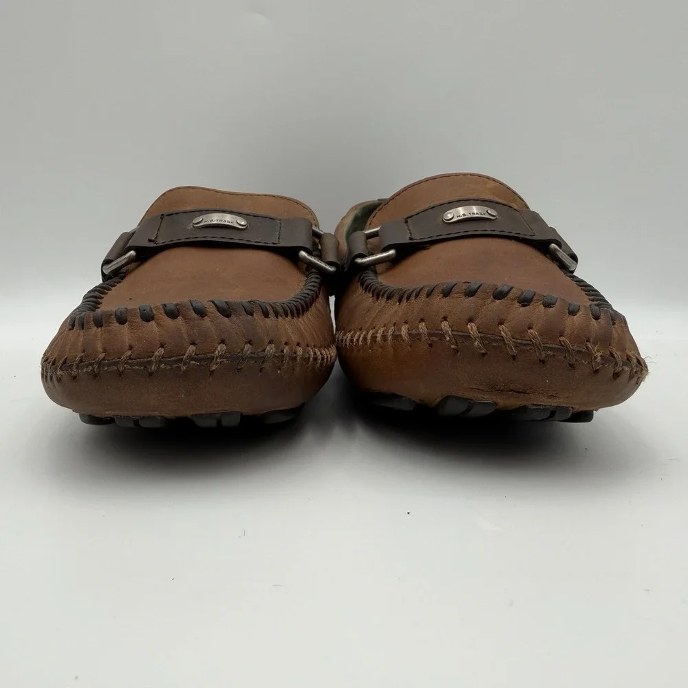 H.S. Trask Cobbler driving loafers men's 11.5 M cognac brown leather moc toe